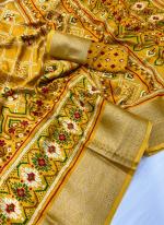 Moss Mello Yellow Traditional Wear Zari Work Saree